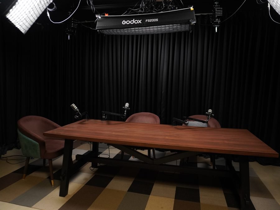 Podcast set lit and ready